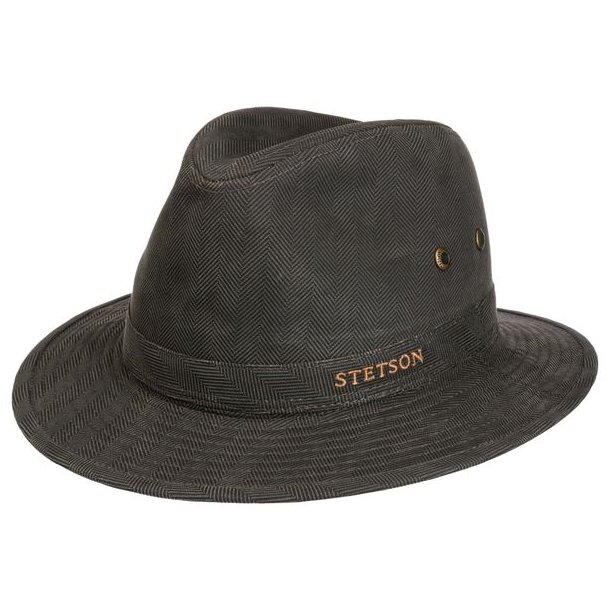 Stetson Traveller Herringbone Hat Mud/Black