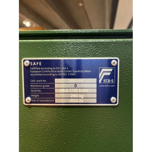 Vitrum Safe Lux 1 Glasside Grn/Rd E-lock 13 Vben 320 Kg Vbenskab
