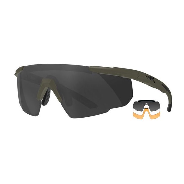 Wiley X Saber Adv Brille m/3 Glas (308G) Clear / Grey / Light Rust, Grn Stel