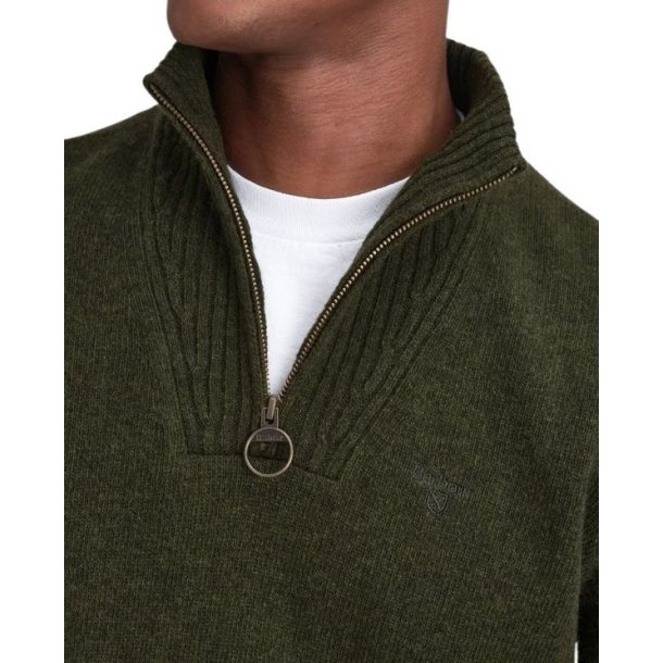Barbour Bayfield Knitted Half Zip Jumper Mid Olive/Dog