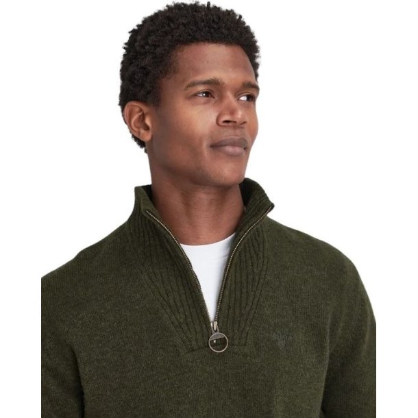 Barbour Bayfield Knitted Half Zip Jumper Mid Olive/Dog