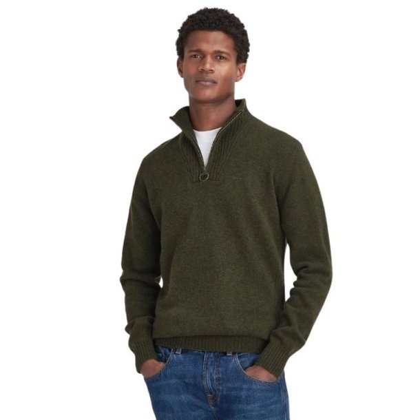 Barbour Bayfield Knitted Half Zip Jumper Mid Olive/Dog