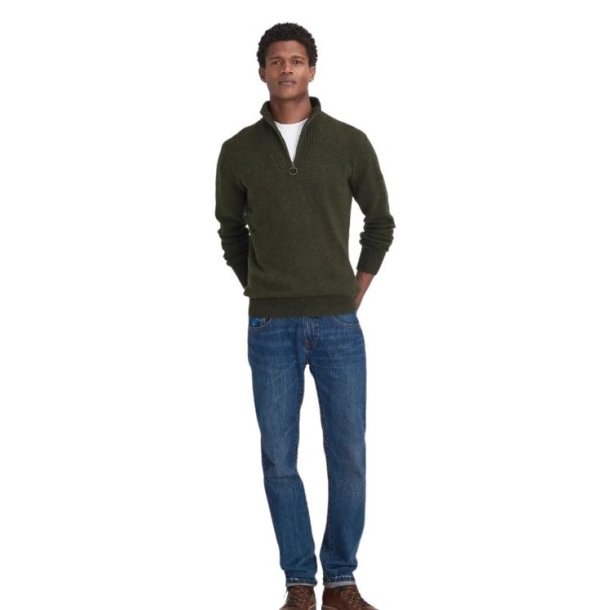 Barbour Bayfield Knitted Half Zip Jumper Mid Olive/Dog