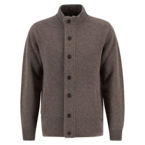 Barbour Essential Patch Zip Through Knitted Jumper Dark Stone