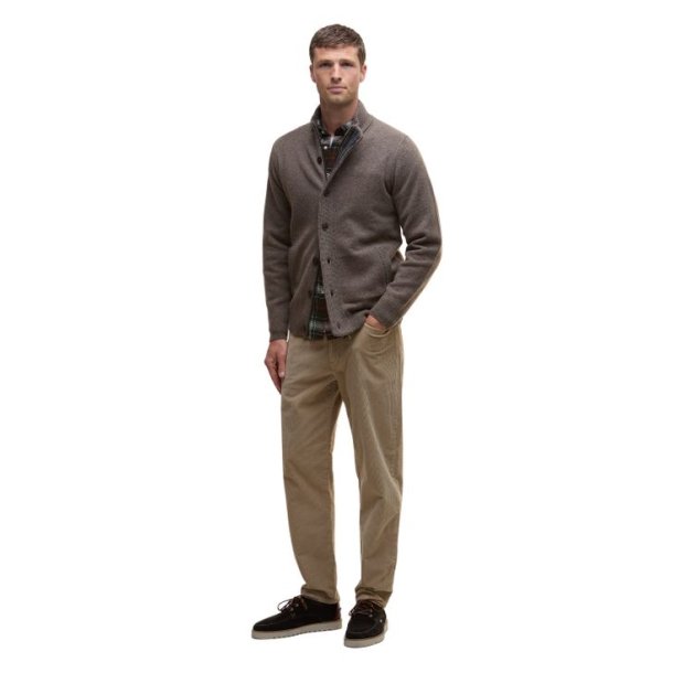 Barbour Essential Patch Zip Through Knitted Jumper Dark Stone