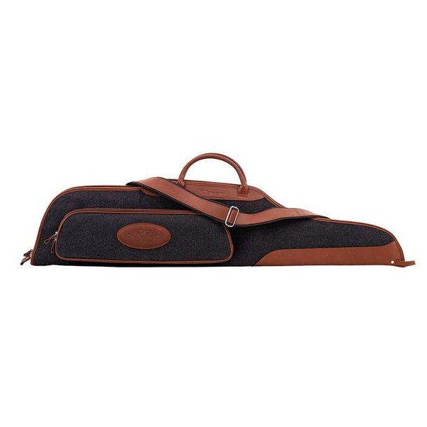 Blaser BJW Riffelfoderal 110cm Sort Uld Brun Lder Med Sidelomme