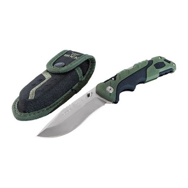 Buck Pursuit LG Foldekniv Med Ls Og Skede Black/Green - 10cm