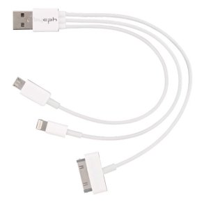 Bycph 3-i-1 Kabel Iphone/USB-C/Micro USB