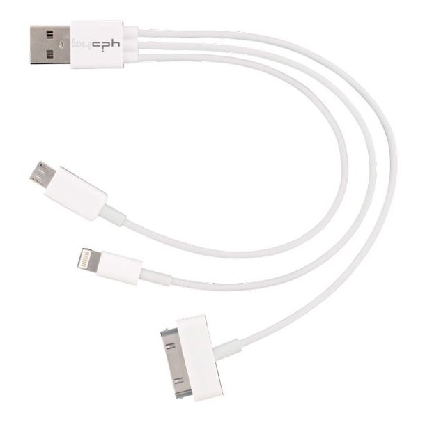Bycph 3-i-1 Kabel Iphone/USB-C/Micro USB