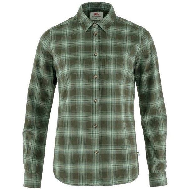 Fjllrven vik Flannel Shirt W Deep Forest-Patina Green