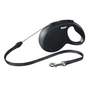Flexi New Classic Flexline S 5M Max 12Kg Snor Sort