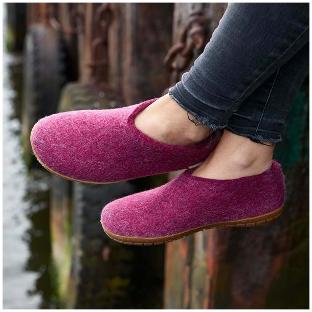 Glerups Shoe Hjemmesko Med Gummisål Cranberry