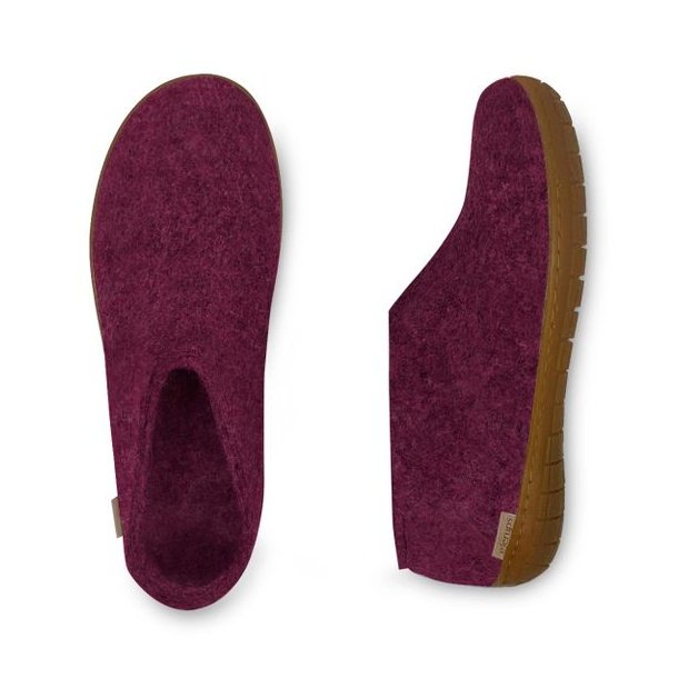 Glerups Shoe Hjemmesko Med Gummisål Cranberry
