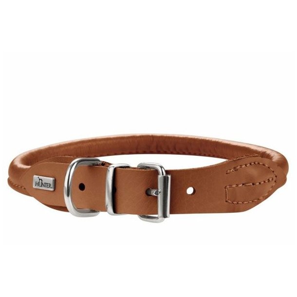 Hunter Round & Soft Elg Skind Halsbnd Cognac 50cm