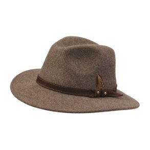 Laksen Country Fedora Fine Felt Hat Brown Melange