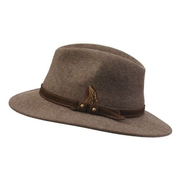 Laksen Country Fedora Fine Felt Hat Brown Melange