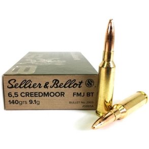 Sellier & B 6.5 Creedmore 9.1g/140gr 20stk FMJ BT Riffelpatron (2905)