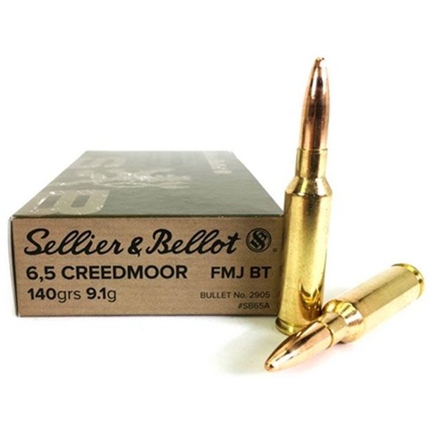 Sellier & B 6.5 Creedmore 9.1g/140gr 20stk FMJ BT Riffelpatron (2905)