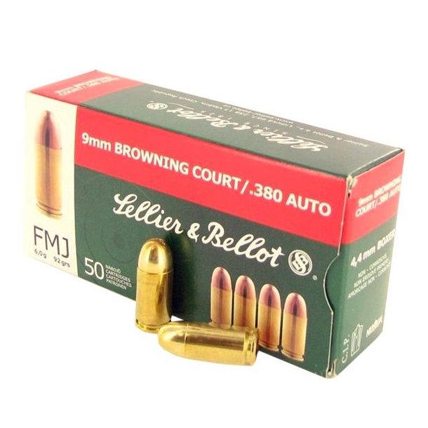 Sellier & Bellot .380 auto FMJ 6g 9mm Browning Cour