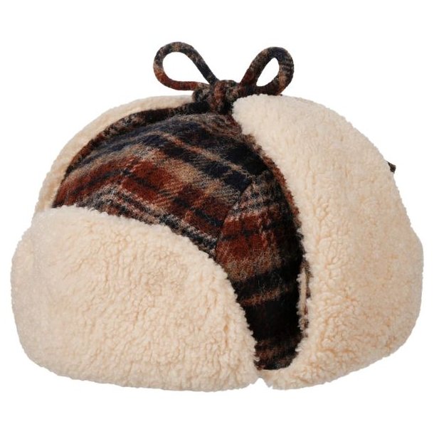 Stetson Checked Bomber Aviator Hat Green/Dark Orange