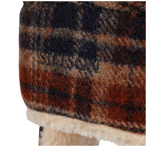 Stetson Checked Bomber Aviator Hat Green/Dark Orange