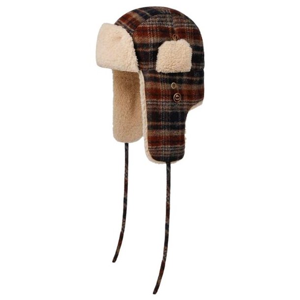 Stetson Checked Bomber Aviator Hat Green/Dark Orange