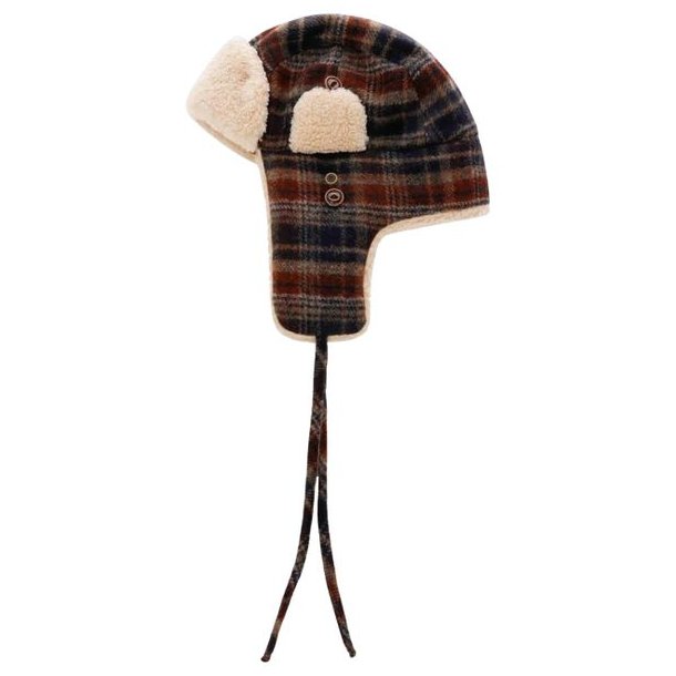 Stetson Checked Bomber Aviator Hat Green/Dark Orange