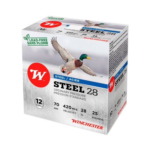 Winchester Steel Std Pres 12/70 Str. 6/28 gram 25 stk. Haglpatron