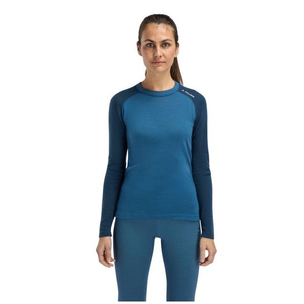 Aclima WarmWool Crewneck W Blue Fusion/Midnight Navy