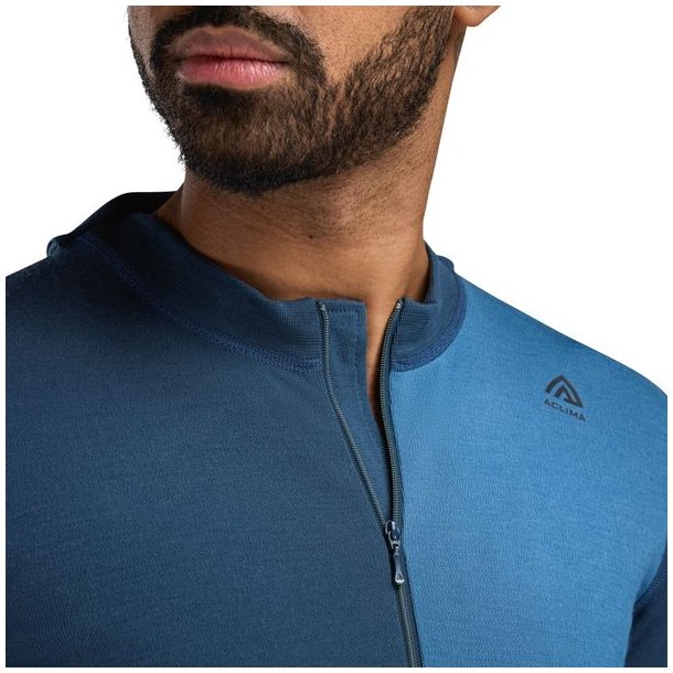Aclima WarmWool Hoodsweater w/zip Blue Fusion/Midnight Navy
