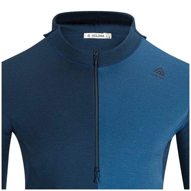 Aclima WarmWool Hoodsweater w/zip Blue Fusion/Midnight Navy