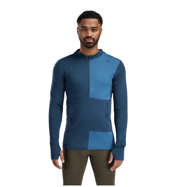 Aclima WarmWool Hoodsweater w/zip Blue Fusion/Midnight Navy