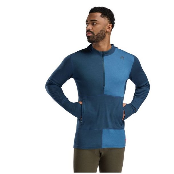 Aclima WarmWool Hoodsweater w/zip Blue Fusion/Midnight Navy