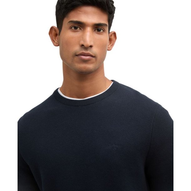 Barbour Essential Honeycomb Crew Neck Sweater Navy