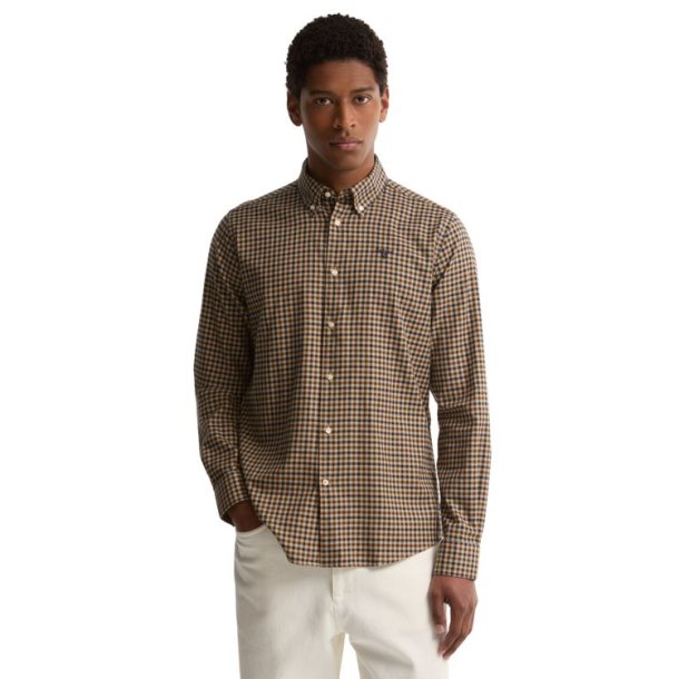 Barbour Finkle Tailored Gingham Shirt Dark Sand