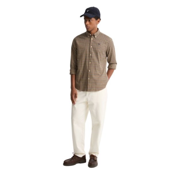 Barbour Finkle Tailored Gingham Shirt Dark Sand