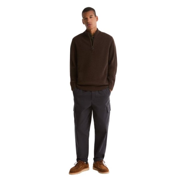 Barbour Holden Half Zip Knitted Jumper Dark Oak