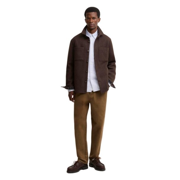 Barbour Marltown Tailored Wool Blend Overshirt Dark Oak