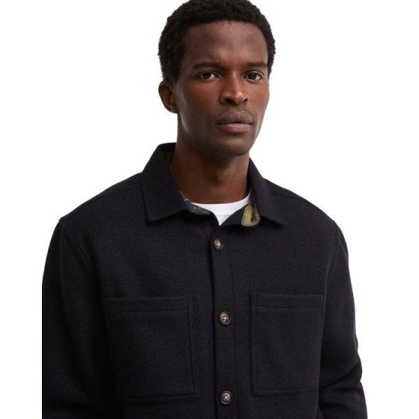 Barbour Marltown Tailored Wool Blend Overshirt Navy Marl