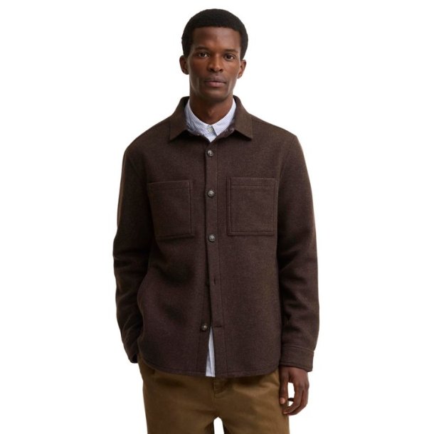 Barbour Marltown Tailored Wool Blend Overshirt Dark Oak