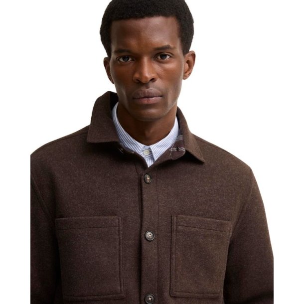 Barbour Marltown Tailored Wool Blend Overshirt Dark Oak