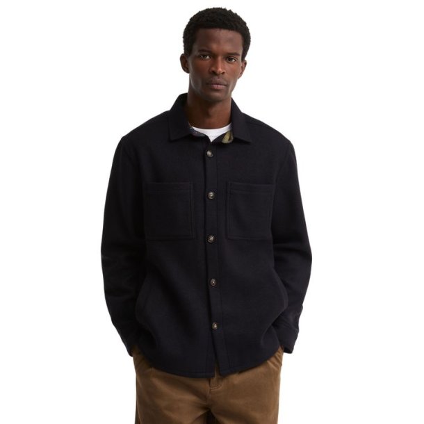 Barbour Marltown Tailored Wool Blend Overshirt Navy Marl