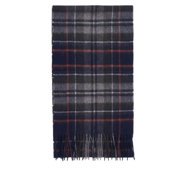 Barbour New Check Tartan Scarf Navy/Dark Ginger