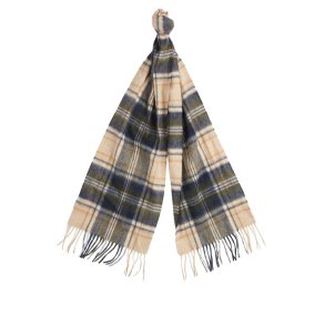 Barbour New Check Tartan Scarf Sand Beige Plaid