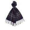 Barbour New Check Tartan Scarf Navy/Dark Ginger