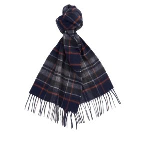 Barbour New Check Tartan Scarf Navy/Dark Ginger