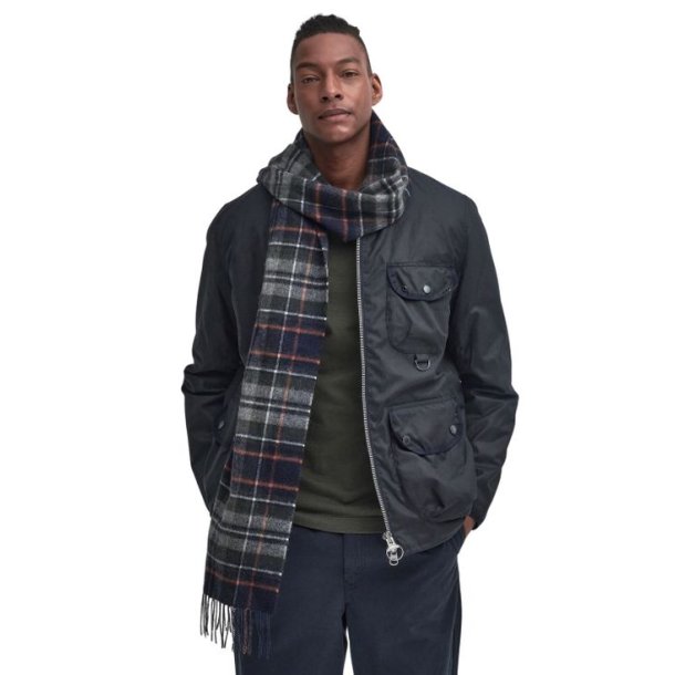 Barbour New Check Tartan Scarf Navy/Dark Ginger