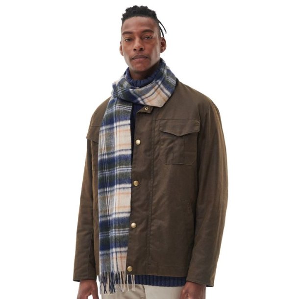 Barbour New Check Tartan Scarf Sand Beige Plaid