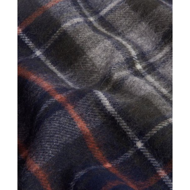 Barbour New Check Tartan Scarf Navy/Dark Ginger