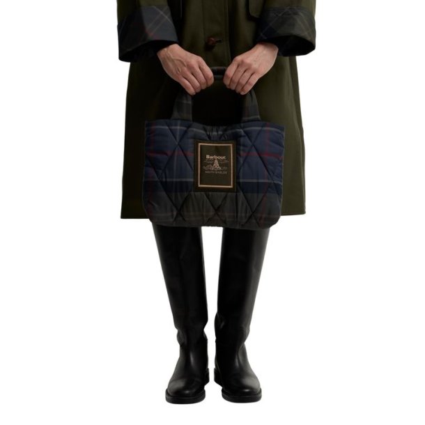 Barbour Tartan Arlene Mini Quilted Tote Bag Shadow Classic Tartan